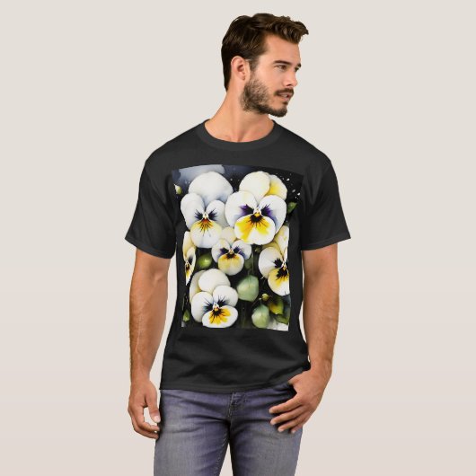 Hübsche Stiefmütterchen Aquarellmalerei T-Shirt (Vorne ganz)