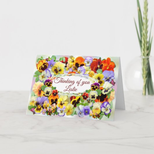 Hübsche Stiefmütterchen Denken Sie an Ihre Karte (Vorderseite)