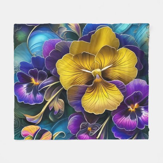 Hübsche Stiefmütterchen Fleecedecke (Vorderseite (Horizontal))