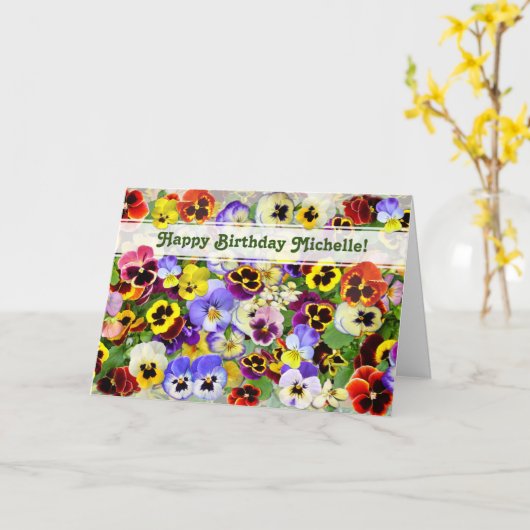 Hübsche Stiefmütterchen Geburtstag Karte (Gelbe Blume)