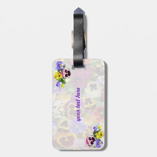 Hübsche Stiefmütterchen Gepäckanhänger (Rückseite vertikal)