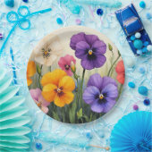 Hübsche Stiefmütterchen Pappteller (Party)