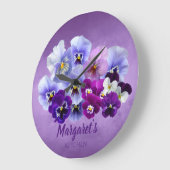 Hübsche Stiefmütterchen Personalisierte Blumenkoch Große Wanduhr (Winkel)
