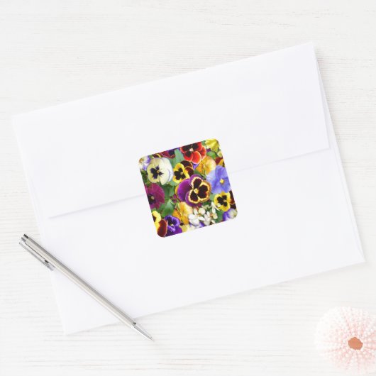 Hübsche Stiefmütterchen Quadratischer Aufkleber (Umschlag)