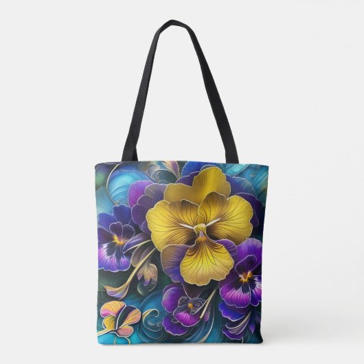 Hübsche Stiefmütterchen Tasche (Rückseite)