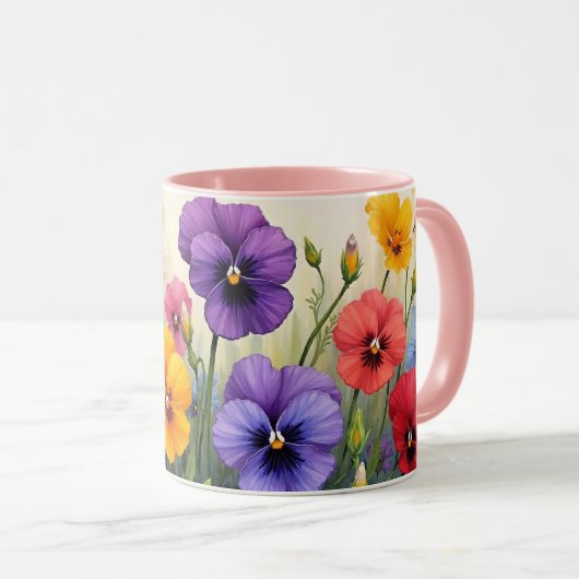 Hübsche Stiefmütterchen Tasse (VorderseiteRechts)