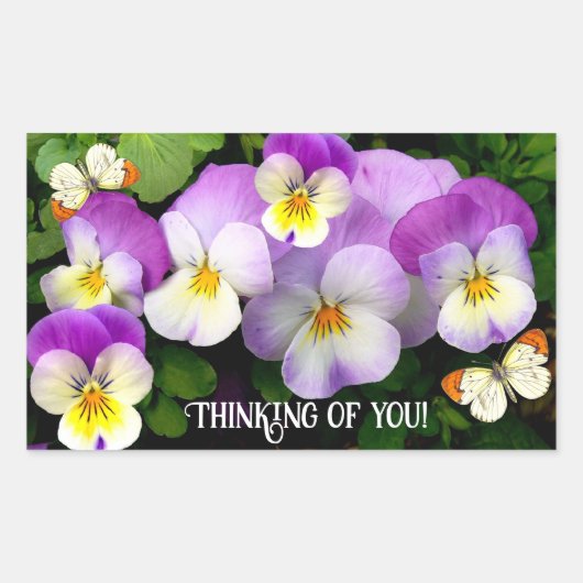 Hübsche Stiefmütterchen und Schmetterlinge Rectang Rechteckiger Aufkleber (Vorderseite)