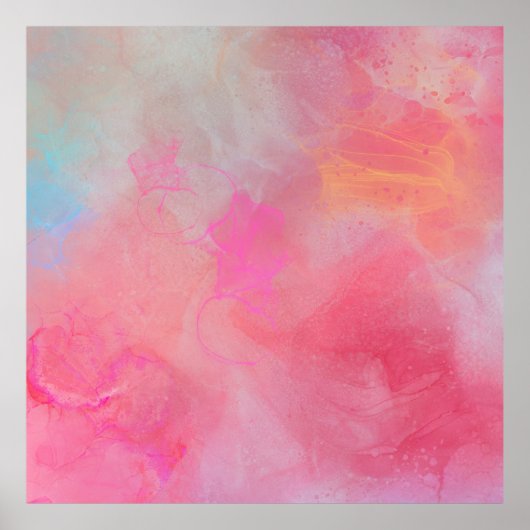 Hübsche stilvolle rosa Wasserfarbe-Tinte Poster (Vorne)