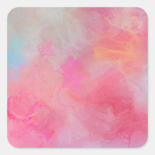 Hübsche stilvolle rosa Wasserfarbe-Tinte Quadratischer Aufkleber