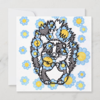 Hübsche Stinktier-Einladungskarte mit blauen Blume Einladung