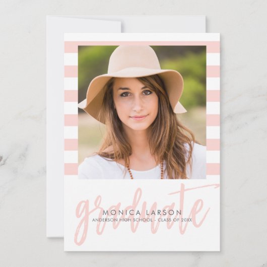 Hübsche Streifen EDITABLE FARBEN Abschluss laden Einladung (Vorderseite)