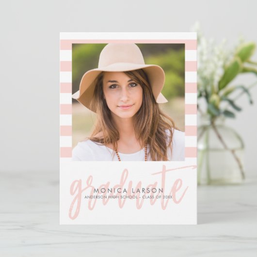 Hübsche Streifen EDITABLE FARBEN Abschluss laden Einladung (Stehend Vorderseite)