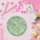 Hübsche Streifen Minze und Gold Pappteller (Party)