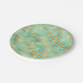 Hübsche Streifen Minze und Gold Pappteller (Schrägansicht)