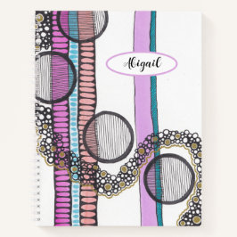 Hübsche Streifen und Kreise doodlen, personalisier Notizblock