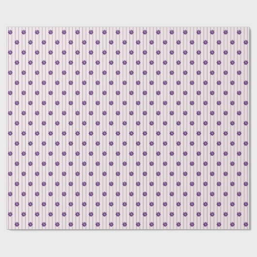 Hübsche Streifen und violette Blumen Geschenkpapier (Flach)