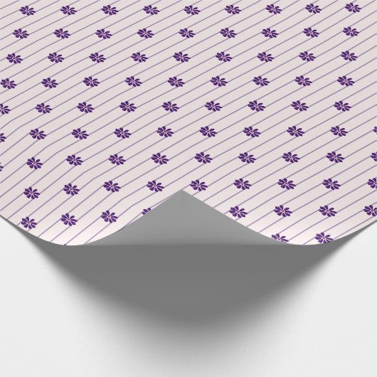 Hübsche Streifen und violette Blumen Geschenkpapier (Ecke)