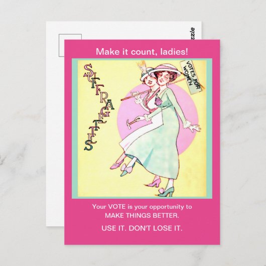 Hübsche Suffragetation Frauen Vintag verändert Postkarte (Vorne/Hinten)