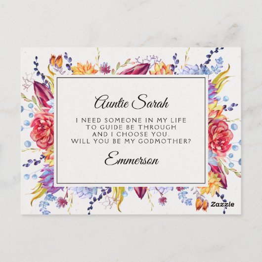 Hübsche Sukkuline Blumengodmutterkarte Postkarte (Rückseite)