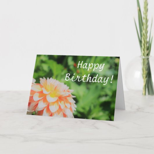 Hübsche Summer Dahlia "Happy Birthday" Card Karte (Vorderseite)