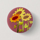 Hübsche SunFlowers Farbvolles Blumenmuster Rosa Button (Vorderseite)