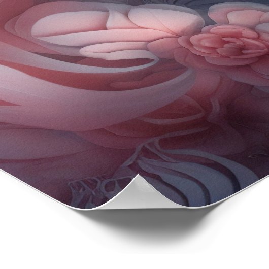 Hübsche Surreal Abstrakt rosa Flamingo auf Grau Poster (Ecke)