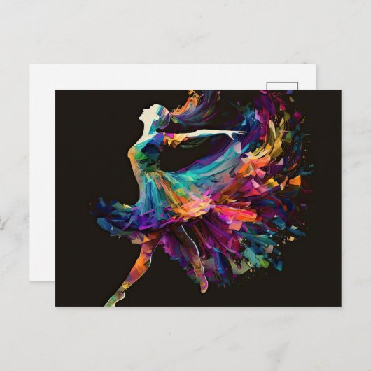 Hübsche Surreal Color Splash Tanz Ballerina Postkarte (Vorne/Hinten)