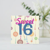 hübsche, süße 16 abstrakte Blume Einladung (Stehend Vorderseite)