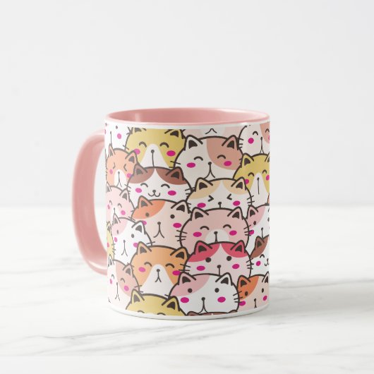 Hübsche süße Muster Katzen Kätzchen, Modern Tasse (Vorderseite Links)