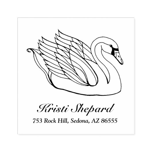 Hübsche Swan-Name-Adresse Gummistempel (Prägung)