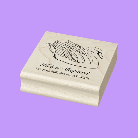 Hübsche Swan-Name-Adresse Gummistempel