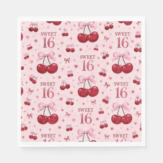 HÜBSCHE SWEET 16 KIRSCH BLUMEN PARTY-SERVIETTE SERVIETTE (Vorderseite)