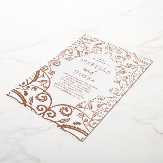 Hübsche Sweet Rose Gold Blumenstrauß Hochzeit Folieneinladung (Gedreht)