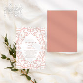 Hübsche Sweet Soft Rose Gold Blumenzange Hochzeit Einladung