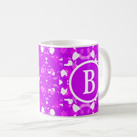 Hübsche symmetrische Zeichen in Rosa und Weiß Kaffeetasse (VorderseiteRechts)