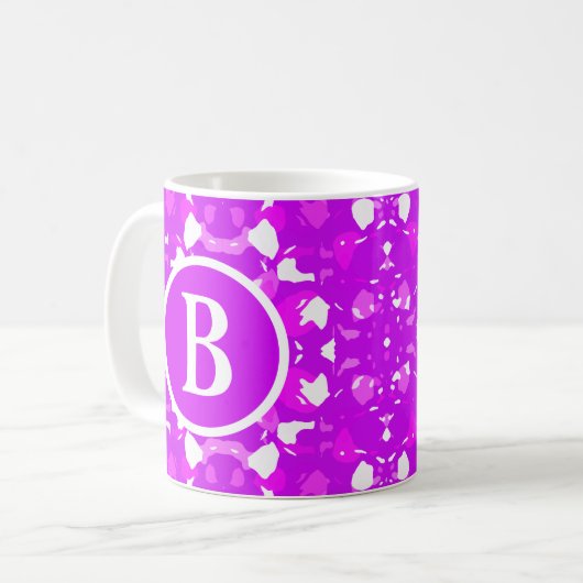 Hübsche symmetrische Zeichen in Rosa und Weiß Kaffeetasse (Vorderseite Links)