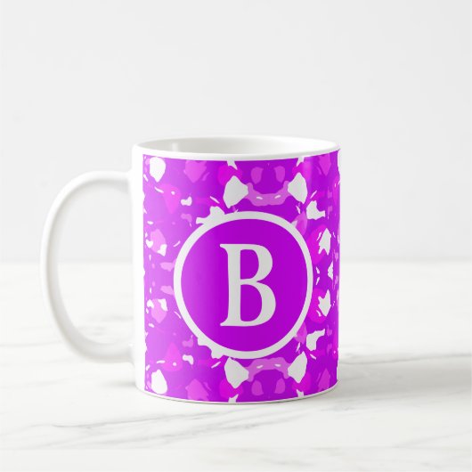 Hübsche symmetrische Zeichen in Rosa und Weiß Kaffeetasse (Links)