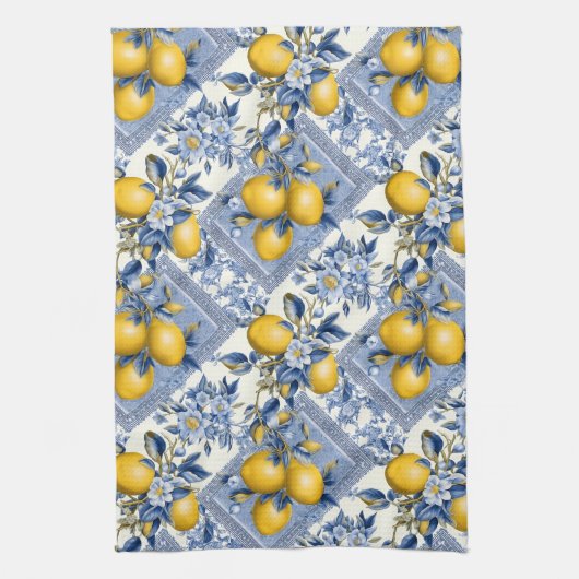 Hübsche Talavera-Fliese Ganzkörperdruck Lemons Geschirrtuch (Vertikal)