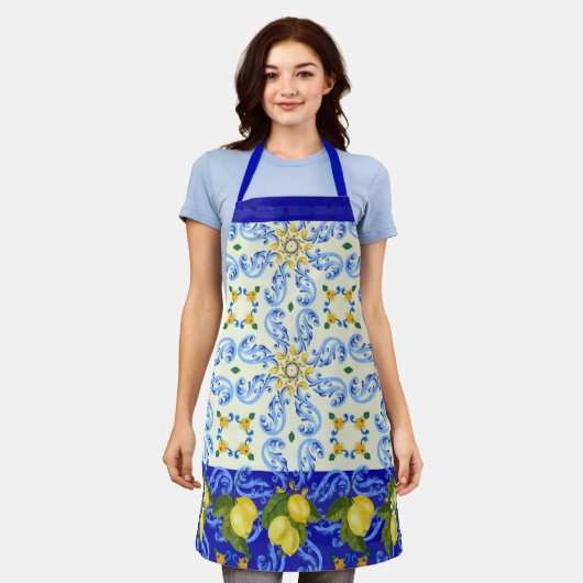Hübsche Talavera Tile All-over Print Schürze Lemon (Getragen)