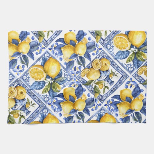 Hübsche Talavera-Tile-Multimedia-Lemons Geschirrtuch (Horizontal)