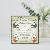 Hübsche Tattoo Hochzeit Einladung Vegas Stil (Stehend Vorderseite)