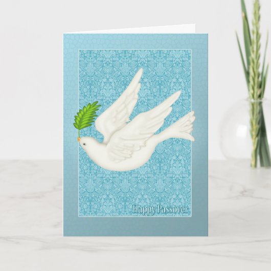 Hübsche Taube für Passahfest mit olivgrünem Blatt Karte (Vorderseite)
