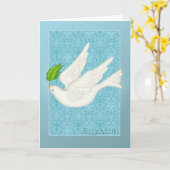 Hübsche Taube für Passahfest mit olivgrünem Blatt Karte (Gelbe Blume)