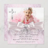 Hübsche Taufe & Kreuzblüte Foto Rosa Taufe/Christe Einladung (Vorne/Hinten)