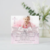 Hübsche Taufe und Kreuzblasen des Fotos/Christenin Einladung (Stehend Vorderseite)