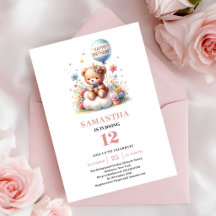 Hübsche Teddybär-Ballon-Blumen Mädchen Geburtstag