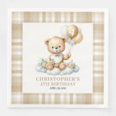 Hübsche Teddybär Gold Servietten zum 4. Geburtstag (Vorderseite)