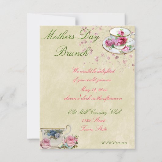 Hübsche Teeaufnahmen, Muttertag oder Hochzeitsfeie Einladung (Vorderseite)