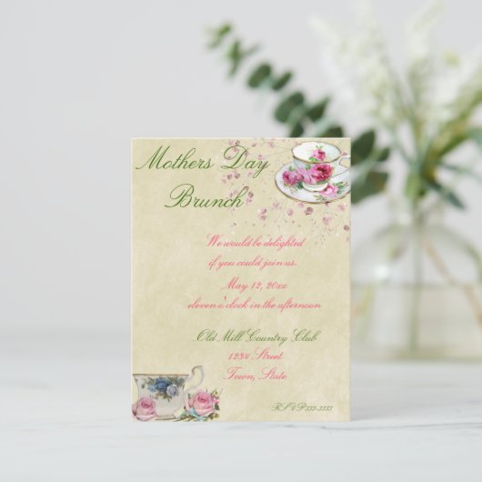 Hübsche Teeaufnahmen, Muttertag oder Hochzeitsfeie Einladung (Stehend Vorderseite)