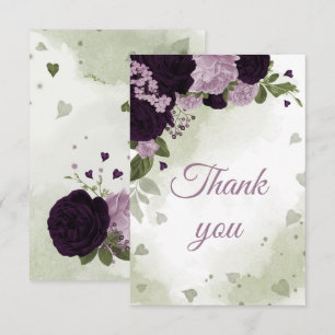 hübsche, tiefe und hellviolette Blumen Dankeskarte
